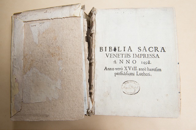 A book with a broken spine from the Libraries' archives